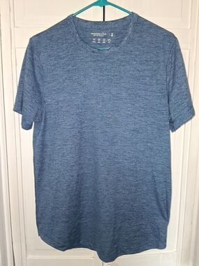 Abercrombie & Fitch Men's Blue Heather Crew Neck T-Shirt